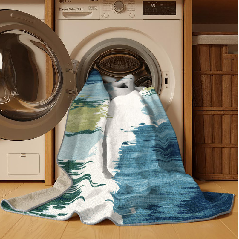 Tapis gris aquarelle lavable à la machine