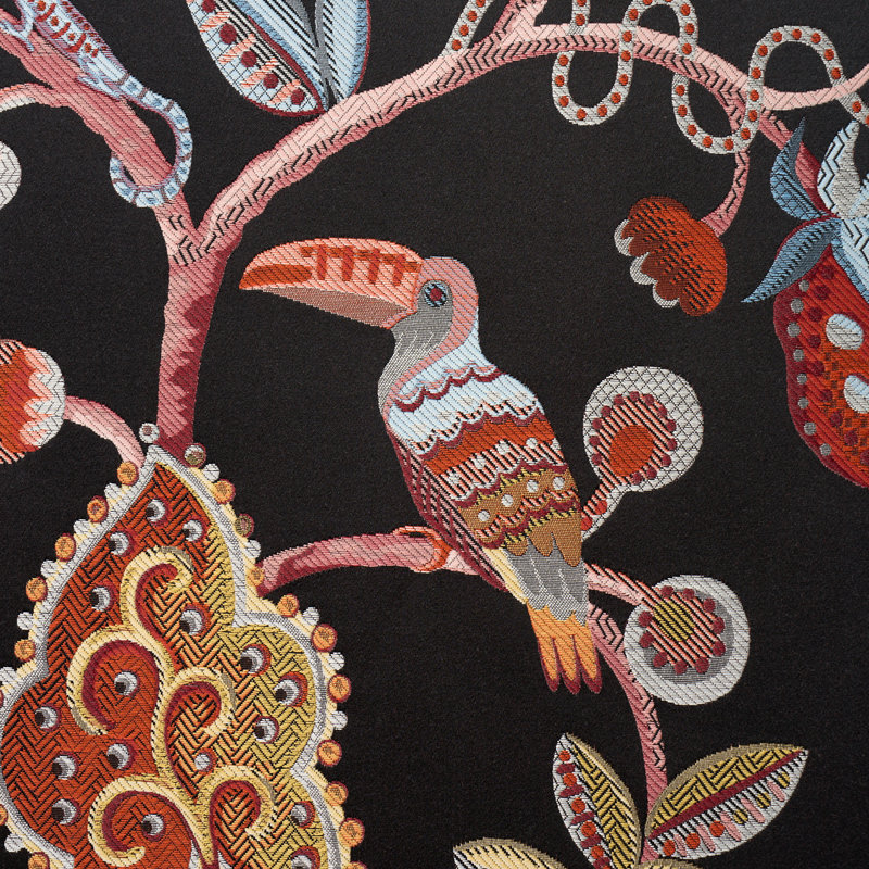 Birds Of Paradise Fabric, Noir