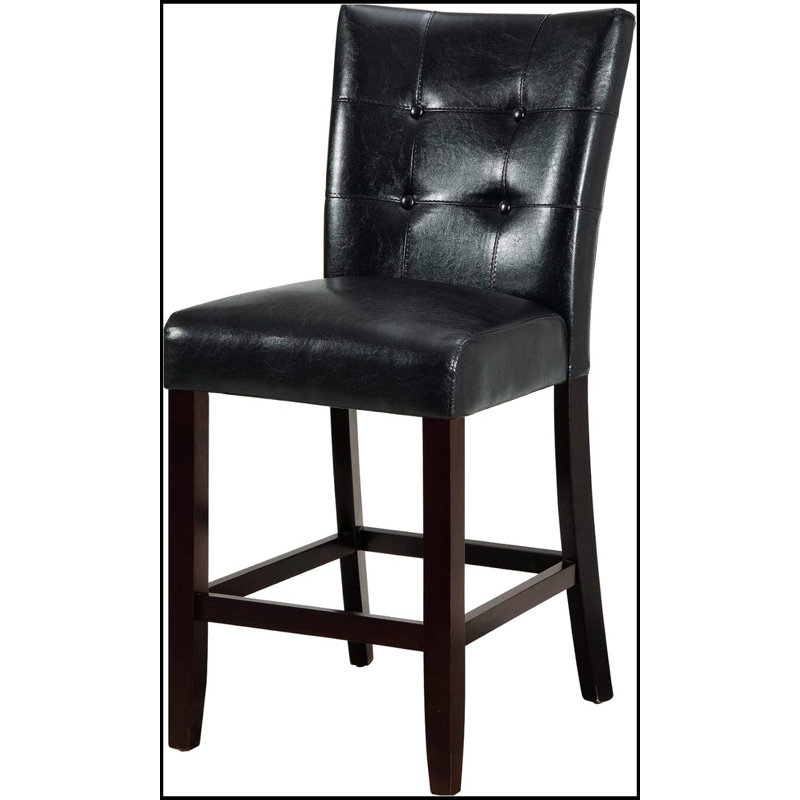 Ensemble de 2 chaises hautes capitonnées modernes en similicuir noir pour sièges de salle à manger élégants
