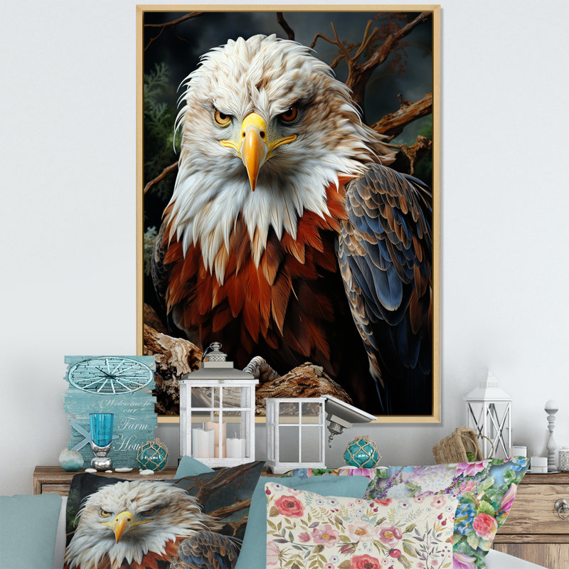 Prismatic Majestic Bold Eagle - aigle, art mural sur toile, Cadre naturel flottant, H 44 po x l 34 po x P 1,5 po