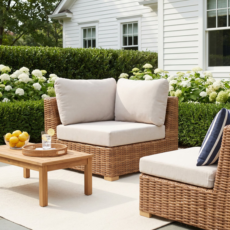 Windsor Aluminum Rattan Single Corner Armless Sofa