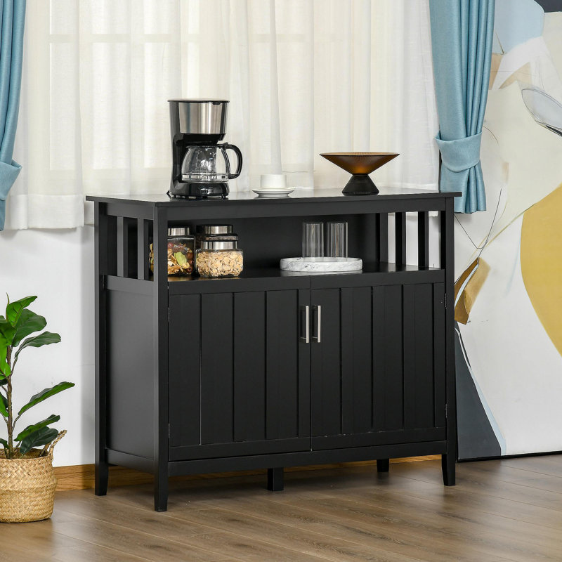 Sideboard Buffet Cabinet, Kitchen Cabinet, Coffee Bar Cabinet With 2 Doors And Adjustable Shelves For Entryway Living Room, Black