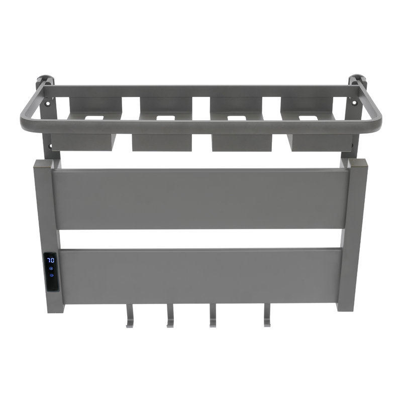 Porte-serviettes mural électrique pliable avec tablette de rangement 22,44 pouces Modern Minimalist, Grey