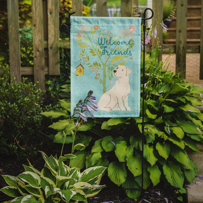 « welcome », un polyester de 2 côtés en polyester de 15 x 11 po drapeau de jardin, Labrador Retriever blond