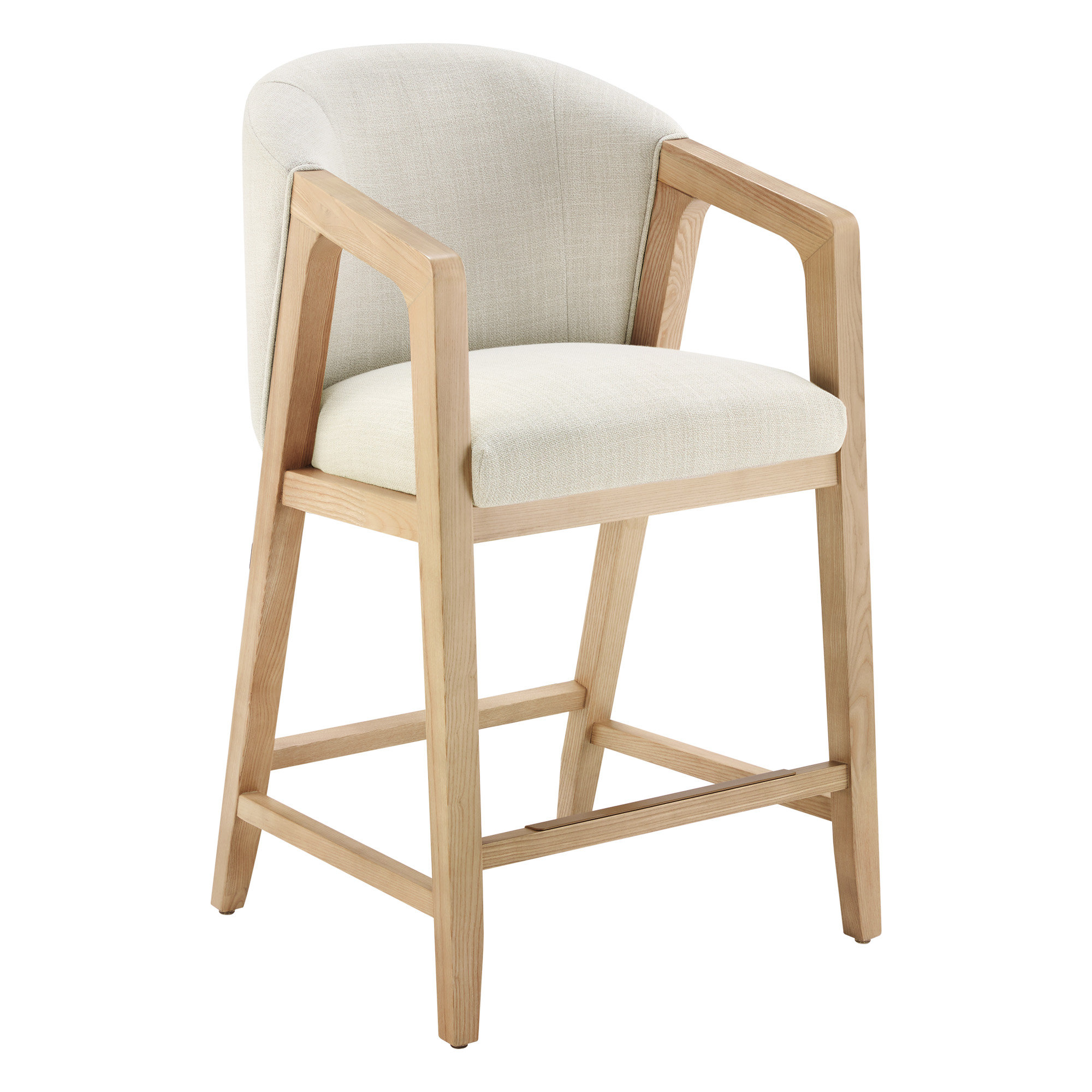 Daina Exposed Wood Barstool, Effie Linen/Performance Linen