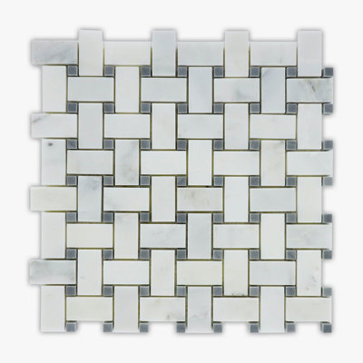 12 in. x 12 in. Basketweave Glossy Marble Tile