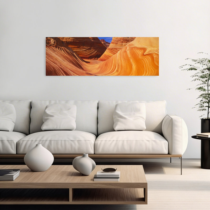 La vague, formation de grès, Kenab, Utah, paysage contemporain abstrait, art mural, H 48 po x l 16 po