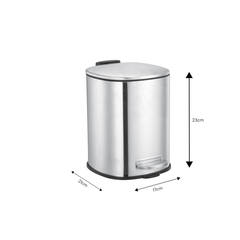 Arkadelphia Steel Step On Kitchen Trash Can - 0.21L, Satin