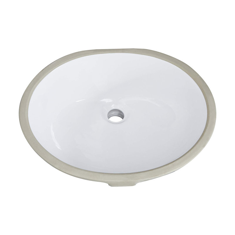 Lavabo de salle de bain ovale blanc encastré avec trop-plein