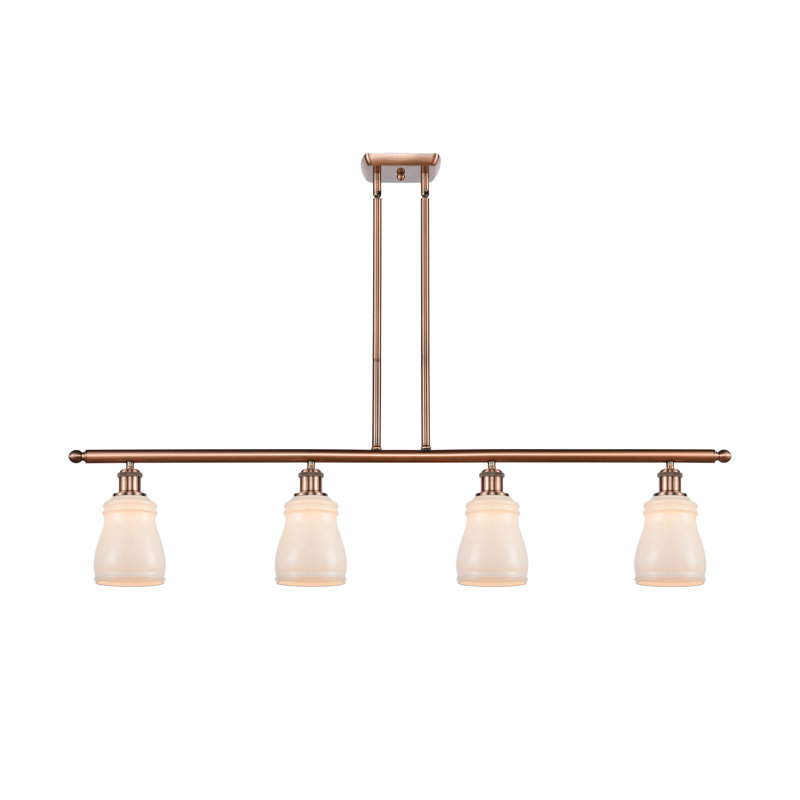 Luminaire suspendu linéaire à 4 lumières pour îlot de cuisine Mccarver, Blanc, Ampoule DEL 6 watts Vinage, Or satiné