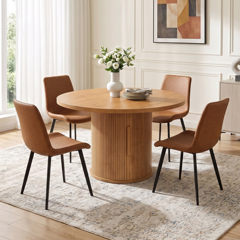 Ensemble de tables de salle à manger Matranga Modern, Bois de chêne, Tanné
