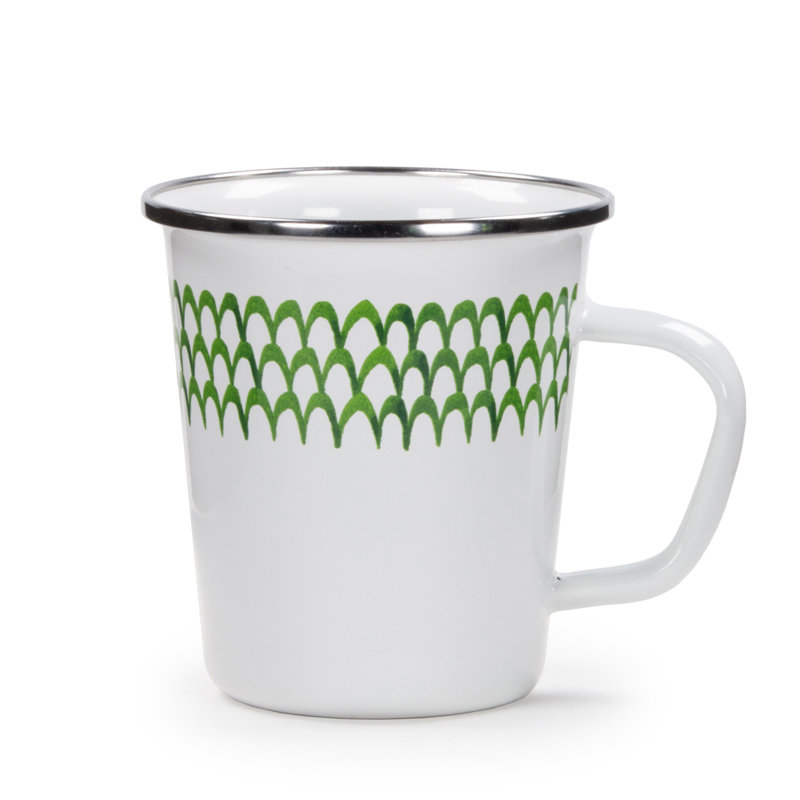 Set of 4 Green Scallop Latte Mugs
