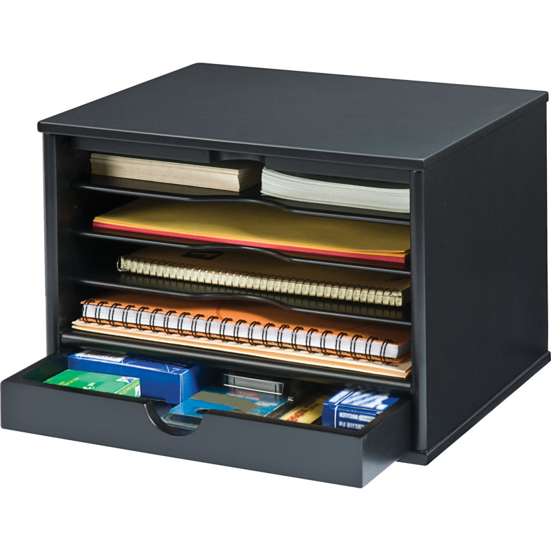 Russ Desk Organizer, 9.38" H x 13.25" W x 10.5" D, Midnight Black