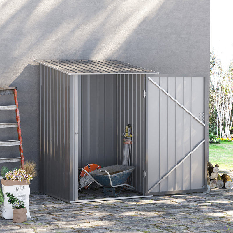 Outsunny 3.3' X 3.4' Outdoor Storage Shed, Galvanized Metal Utility Garden Tool House, 2 Vents And Lockable Door For Backyard, Bike, Patio, Garage, Lawn