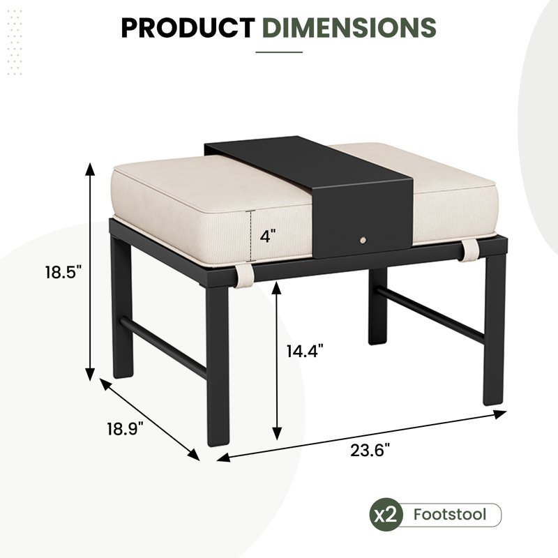 Repose-pieds pour 2 personnes, Cadre noir / base beige