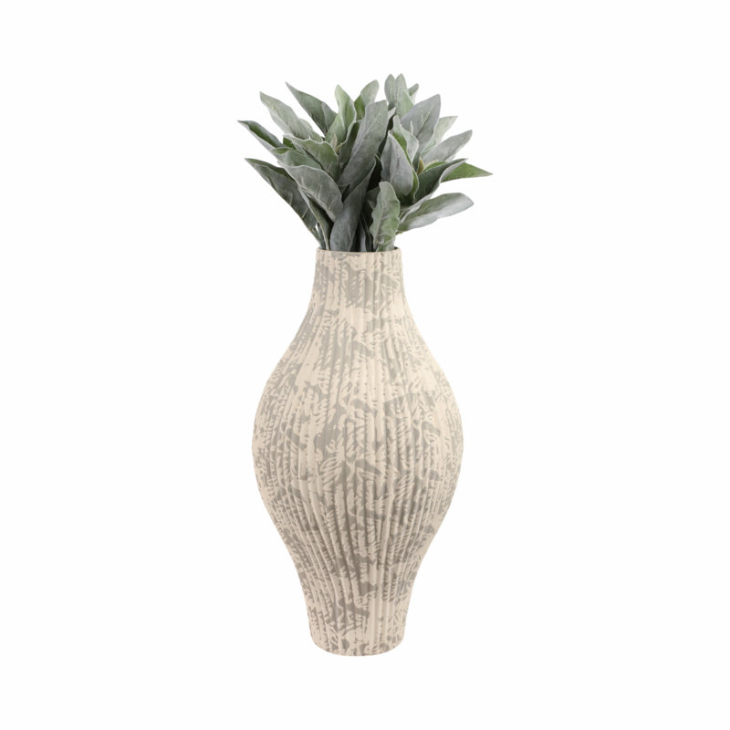 Earthenware Pottery Vase with Textured Design Modern Accent for Home Decor, 20" H x 10" W x 10" D
