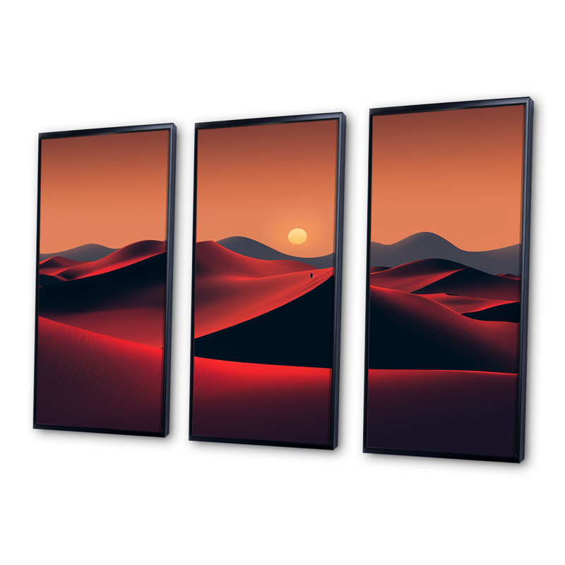 Orange, désert du Sahara, dunes de sable I - art mural désert, H 28 po x l 36 po x P 1 po, Cadre flottant noir