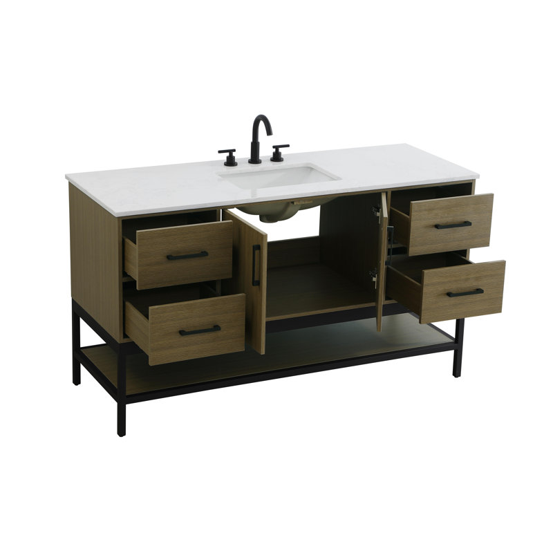 Meuble-lavabo simple 60 po, Brun châtaigne