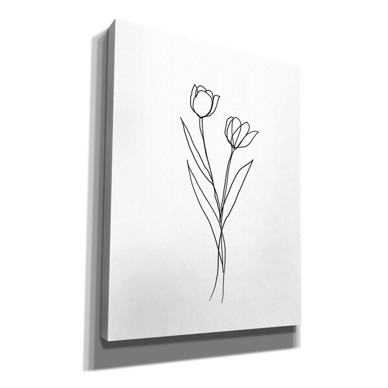 «Line Tulips 1» par Line And Brush - impression sur toile tendue, H 16 po x l 12 po x P 0,75 po