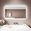 White Aluminium LED Bathroom Mirror, Frosted Edge, Anti-Fog, Touch White-Blue Dimming with Bluetooth-1353848292