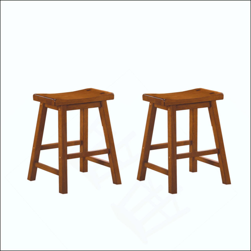 Ensemble de 2 tabourets décontractés en bois massif, Naturel