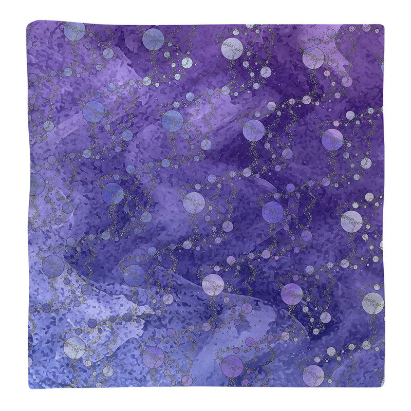 Serviette de coton de planètes stars, H 0,1 po x l 22 po x P 22 po, Bleu / dégradé mauve, Sergé de coton