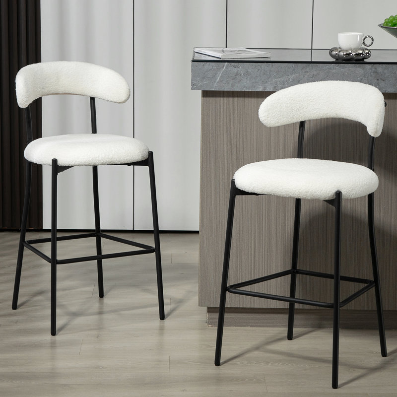 Tabouret de bar 26 po à hauteur de comptoir avec tabouret de bar et housse en tissu noir avec revêtement thermolaqué et repose-pieds