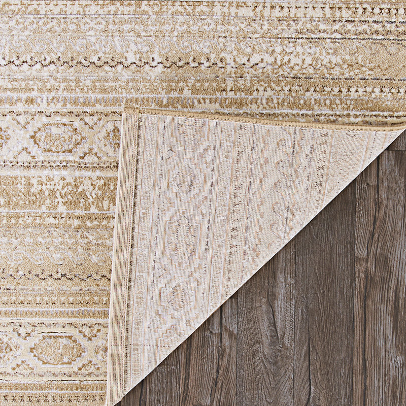 Honaker Striped Beige/Tan/Brown Area Rug, Rectangle 3'11" x 5'6"