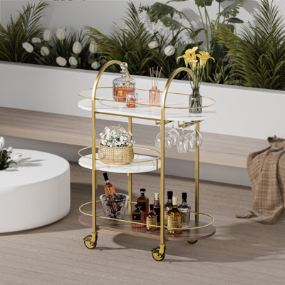 3-Tier Arc Bar Cart, 40''X32''x14''