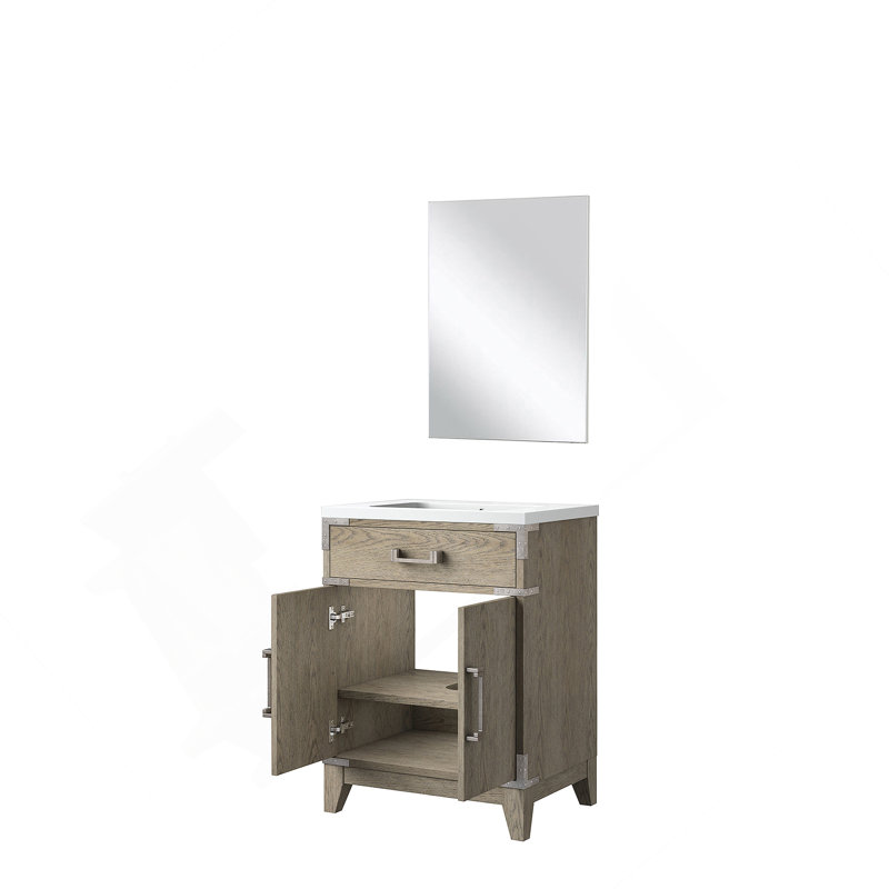 Meuble-lavabo simple 24 po X P 18 po P, comptoir en acrylique et Miroir, Grey
