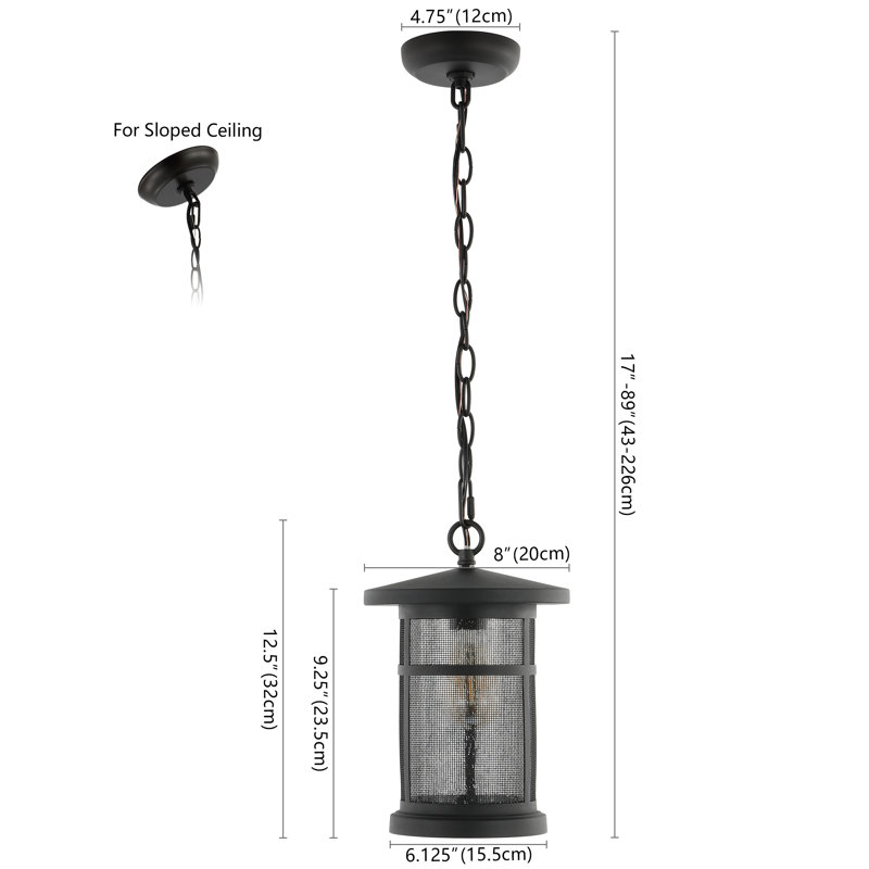 Osprey Extendable Black Glass Lantern Pendant Light