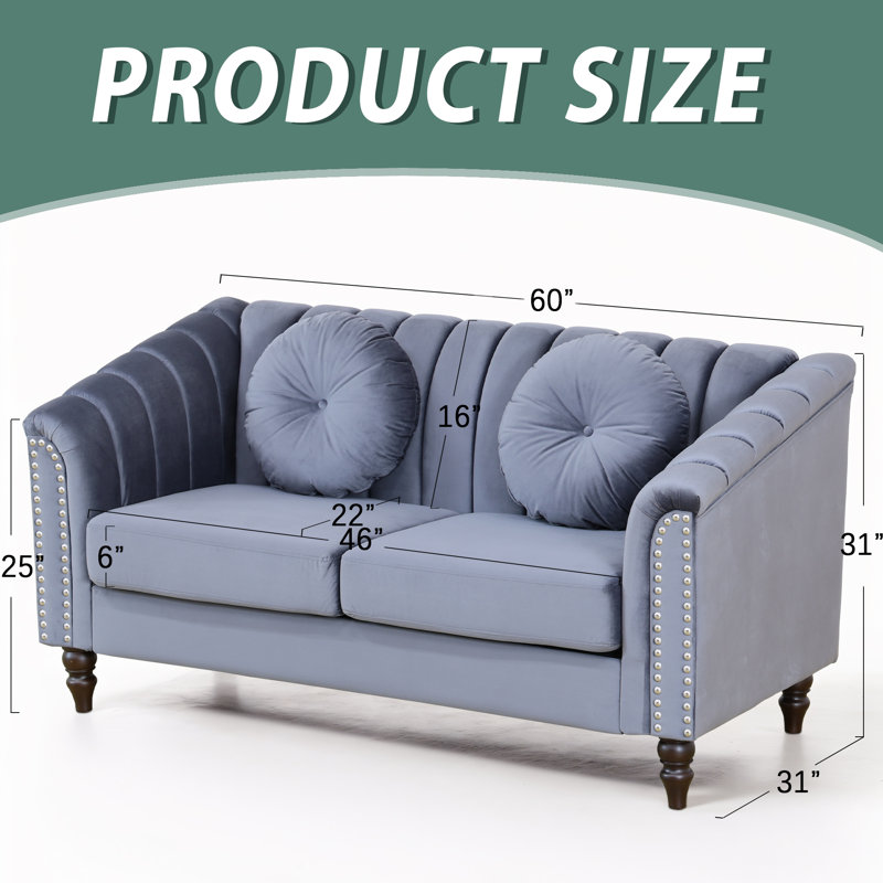 Mikole Upholstered Sofa, 31" H x 60" W x 31" D, Violet Chenille