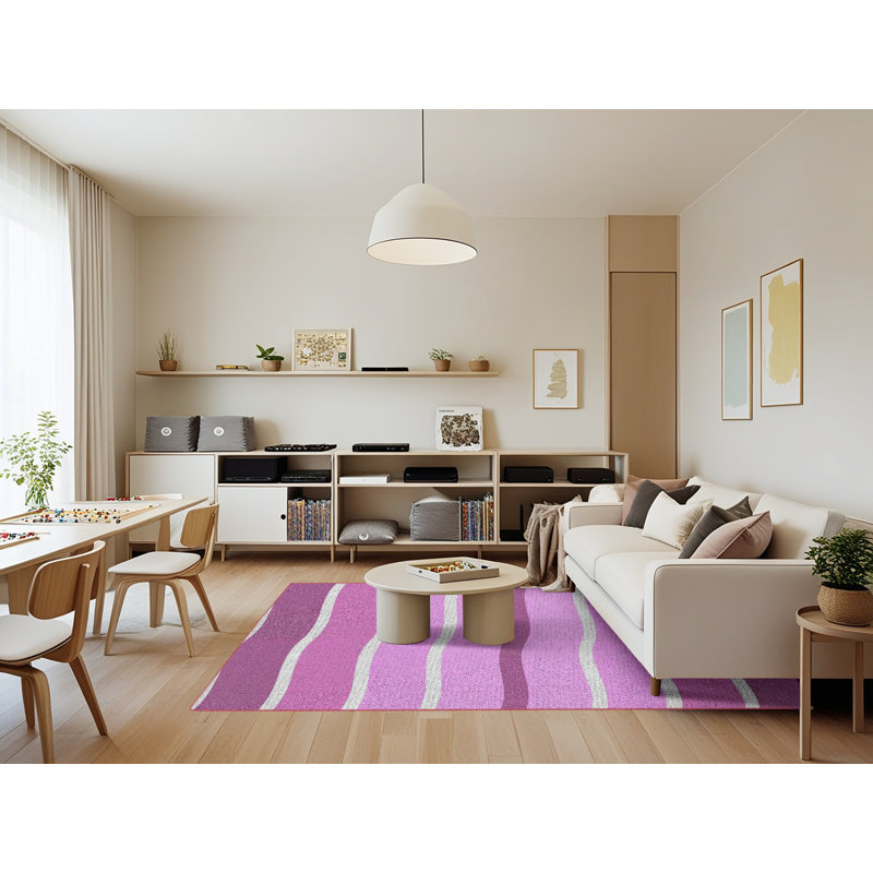 Tapis mauve à rayures Antravion, Rectangle 7 pi x 9 pi