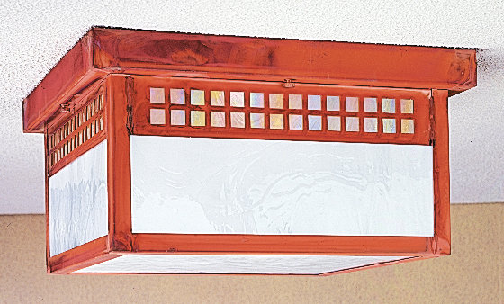 Glasgow Flush Mount, 7.25" H x 12" W, Off White, Raw Copper