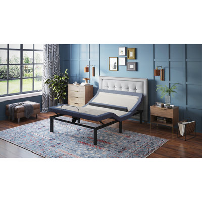 Os65 Twin Xl Bed Base: Head/foot Tilt, Lumbar Adjust, 2 Charging & Led Adjustable Massage, Folding Easy Setup