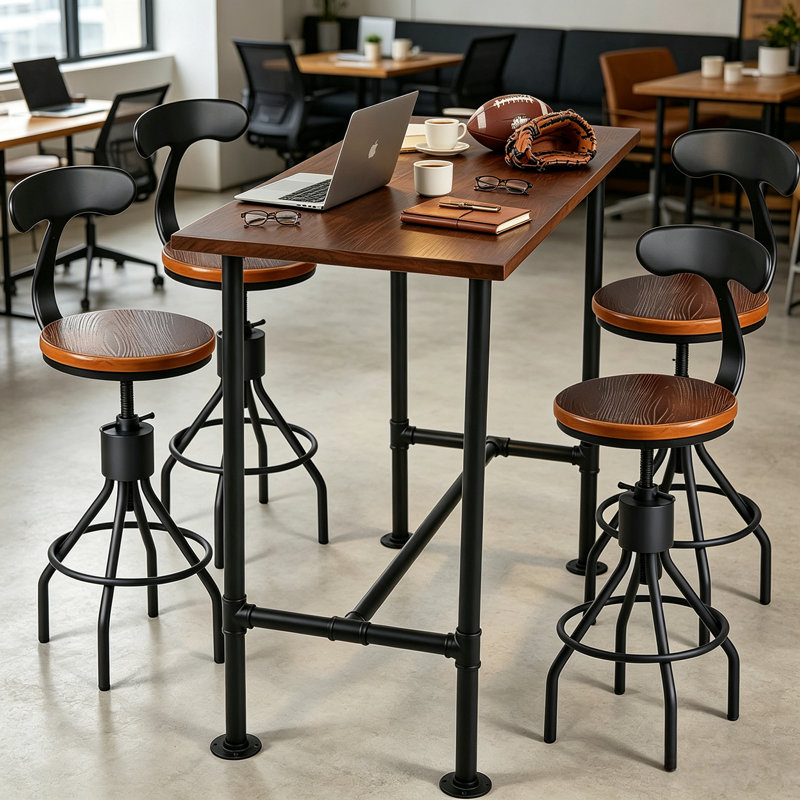 Josiyah 6 - Person Pine Solid Wood Top Four Leg Dining Set