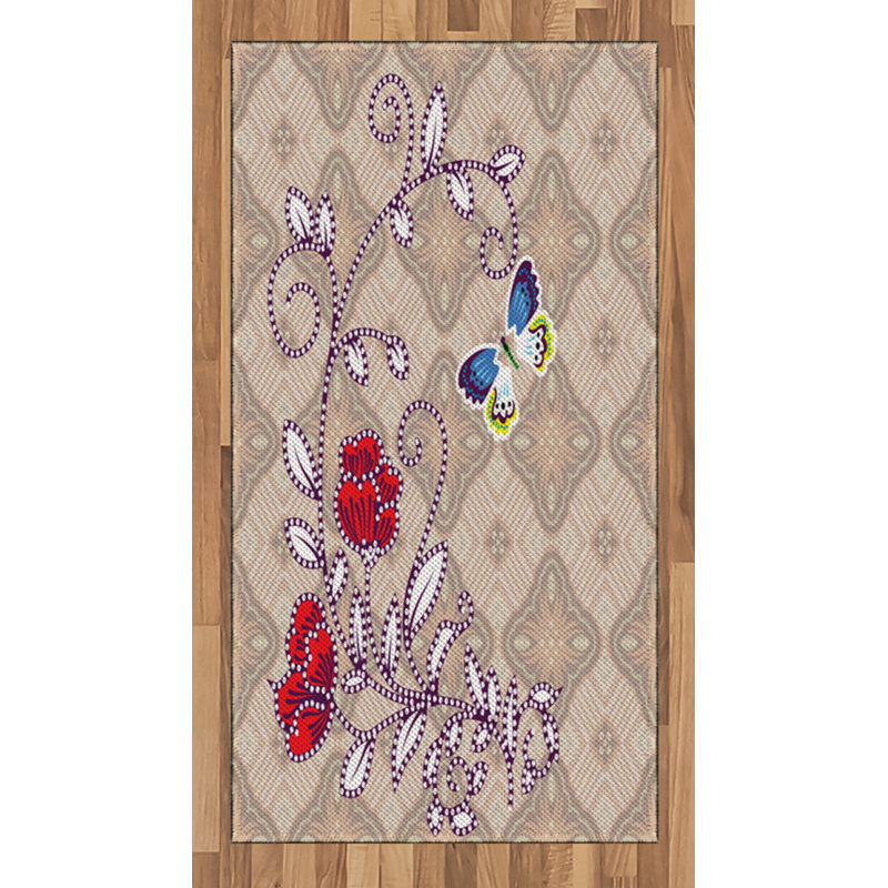 Floral High Density Long Fiber Poly Threads Decorative Area Rug Carpet, Rectangle 2'7" x 5'