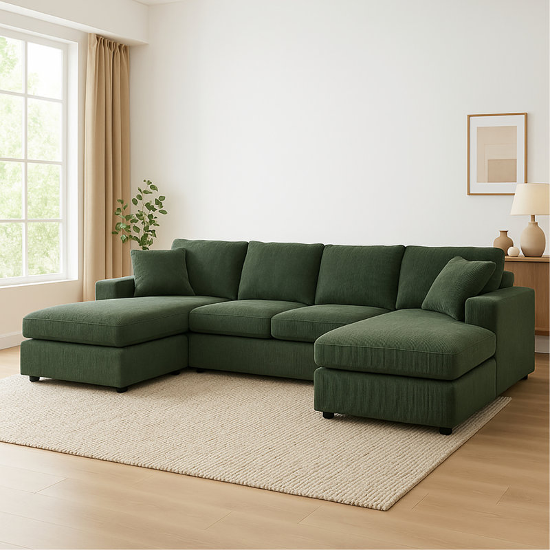 Canapé modulaire 3 pièces en velours côtelé 3 pièces, Vert