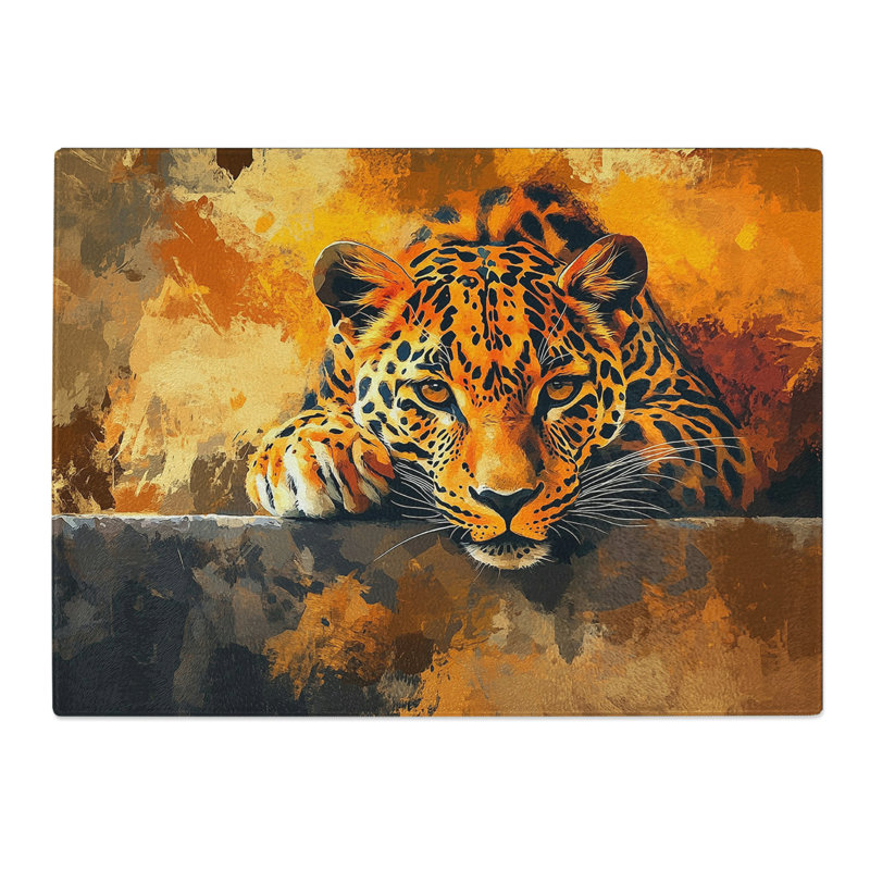 Leopard Composition  Glass Chopping Board