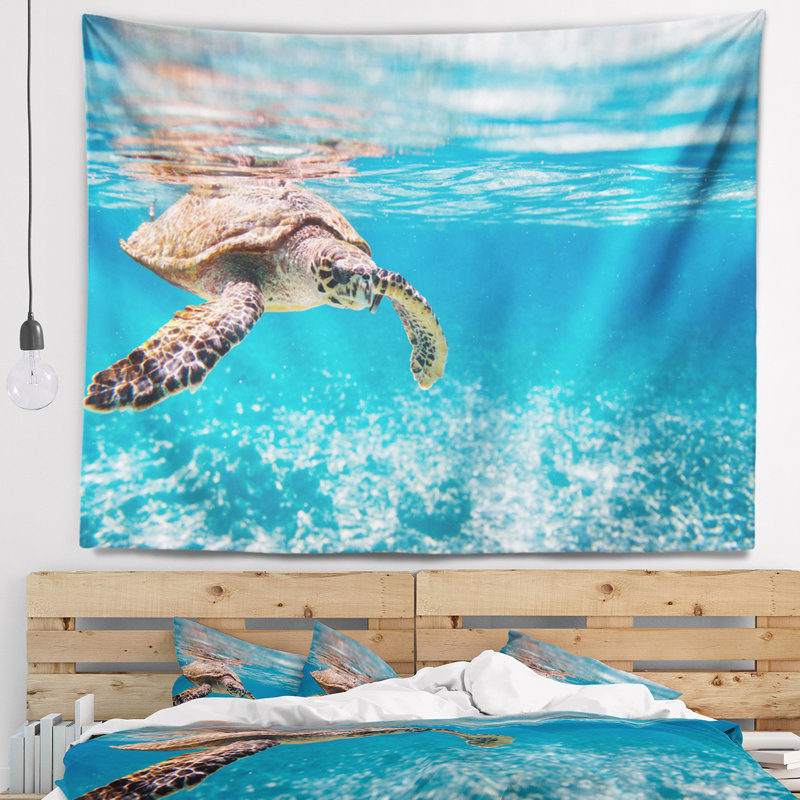 Grande tapisserie de tortue imbriquée, H 68 po x l 80 po