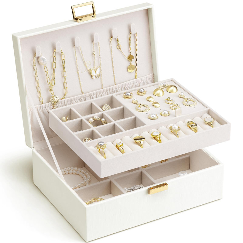 Boîte à bijoux en cuir, Blanc