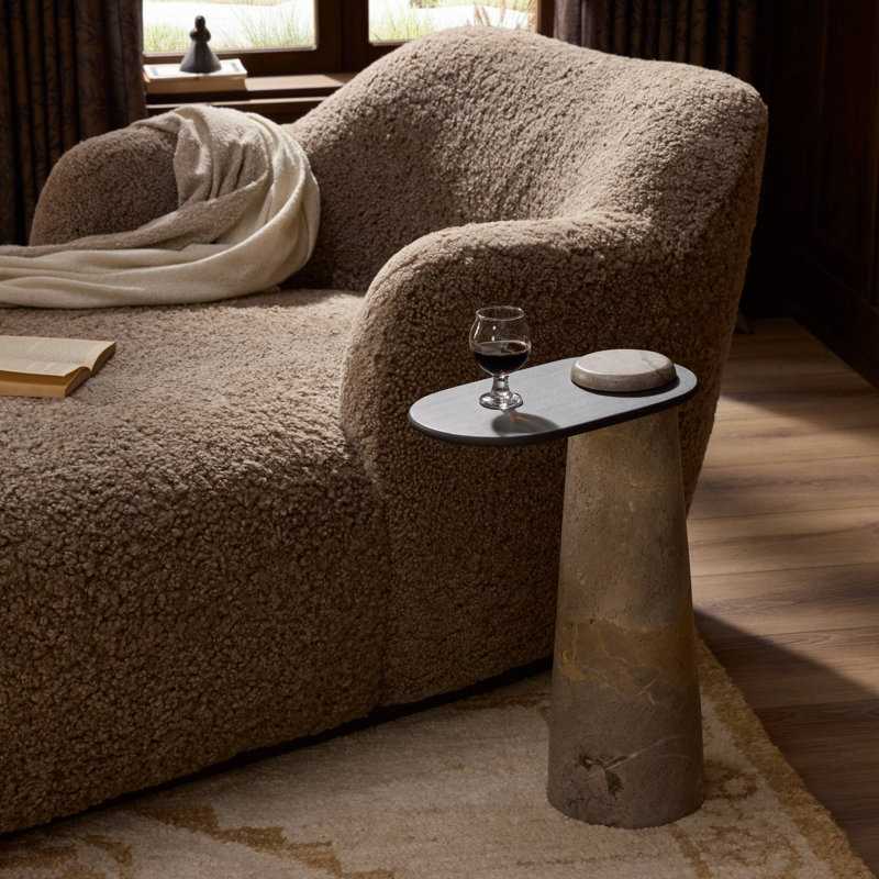 Raz End Table-Grey Layered Marble