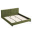 Structure de lit en velours, lit plateforme tapissier avec tête de lit capitonnée incurvée, coins carrés doux, vert olive
