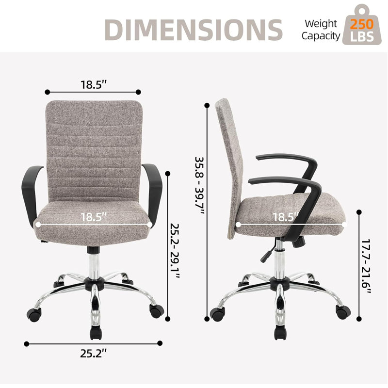 Chaise de bureau à haut dossier Aime, Gris clair