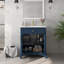 Ensemble de meuble-lavabo moderne 28 po avec surface peinte, meuble-lavabo autoportant de style Mid-Century avec rangement, meuble-lavabo haut de gamme avec tiroirs et poignées en métal, bleu-1217498708