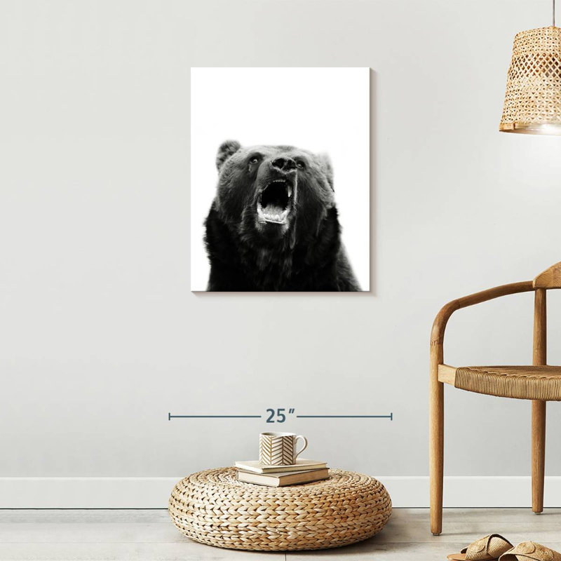 «Snarling Grizzly Bear» sur toile, H 20 po x l 25 po x P 1,25 po