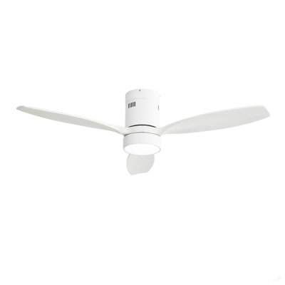 52 Inch Indoor Outdoor Ceiling Fan Solid Wood Fan Blade Noiseless Reversible Motor Remote Control With Light