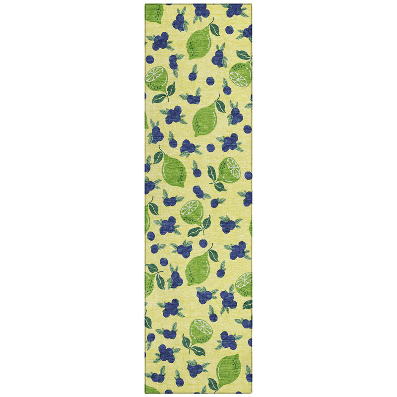 Machine Washable Indoor/Outdoor Bourkelands ACN2354 Fruits Rug, Runner 2'3" x 7'6"