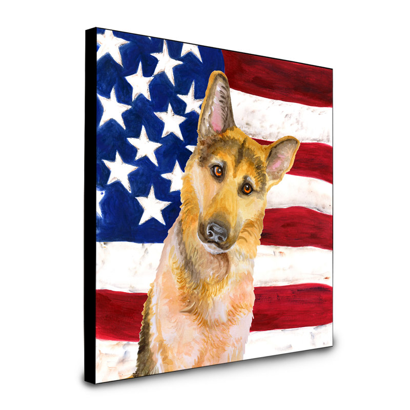 Panneau mural patriotique art Double Down, Berger allemand beige