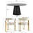 6 - Person Dining Table Sets With 60'' Round Table & 6 Upholstered Chenille Gold Chairs-113691977